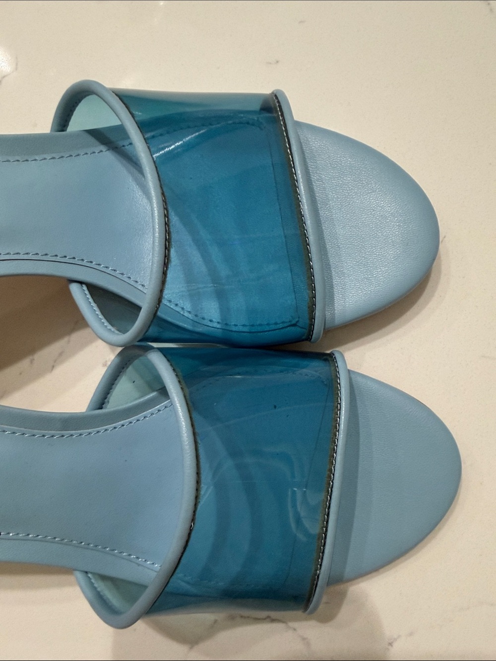 Steve Madden Light Blue Slide Mules with Transparent Blue Strap - Picture 3 of 6